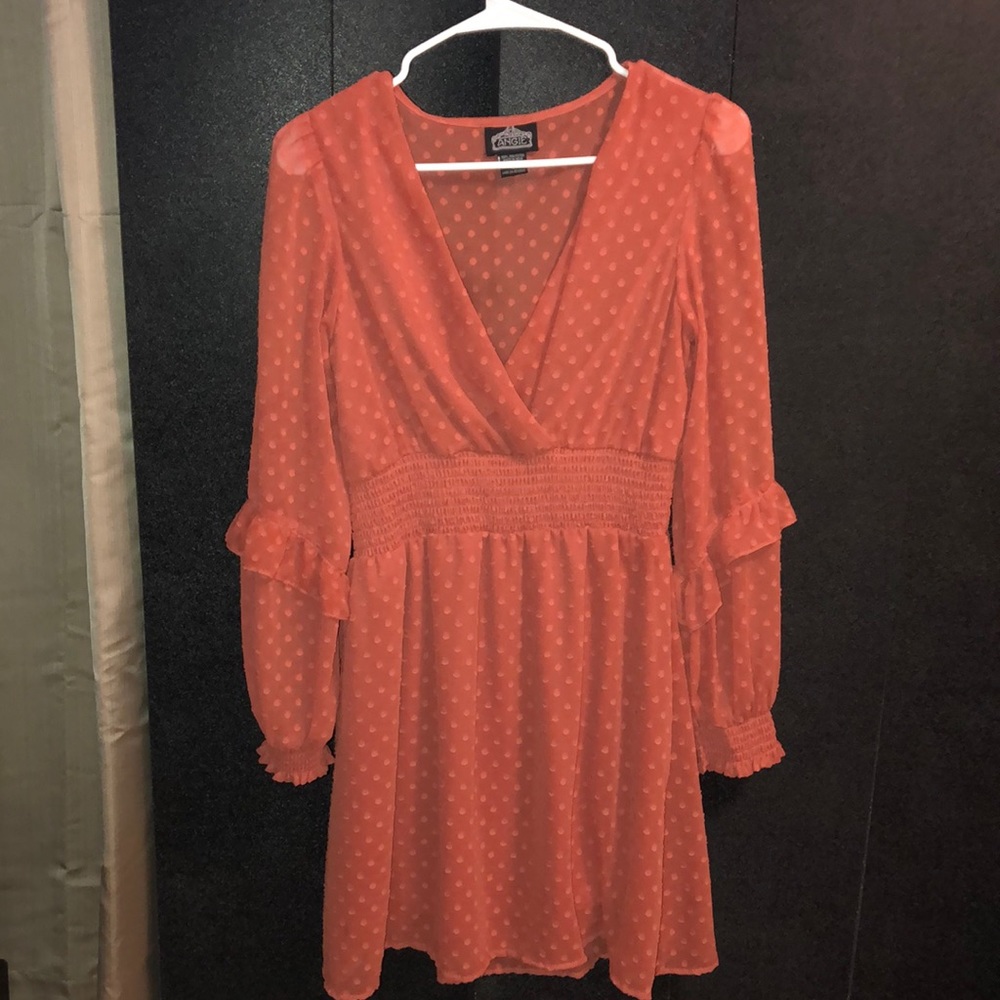 Medium Coral Long Sleeve Dress